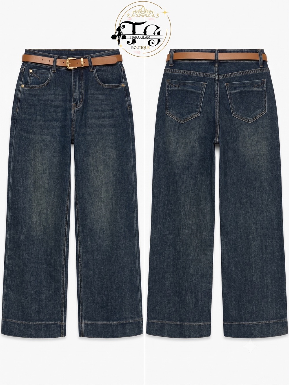 Dark Wash Wide-Leg Women’s Jeans - Unbranded